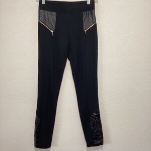 Bebe Black Leggings with Quilted Accents